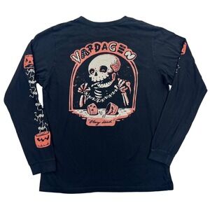 Vardagen Skeleton T-Shirt Men's XL Long Sleeve‎ Halloween Pumpkin "Play Dead"